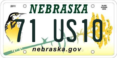 NE license plate 71US10