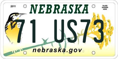 NE license plate 71US73