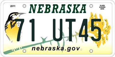 NE license plate 71UT45