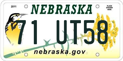 NE license plate 71UT58