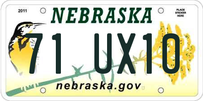 NE license plate 71UX10