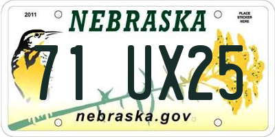 NE license plate 71UX25