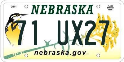 NE license plate 71UX27