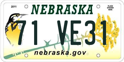 NE license plate 71VE31