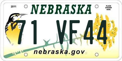 NE license plate 71VF44