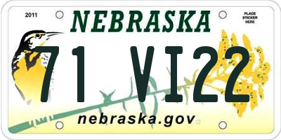 NE license plate 71VI22