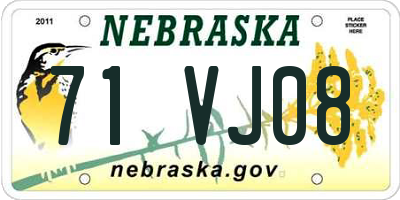 NE license plate 71VJ08