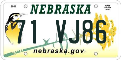 NE license plate 71VJ86