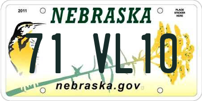 NE license plate 71VL10