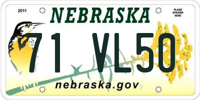 NE license plate 71VL50