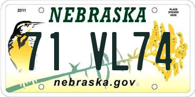NE license plate 71VL74