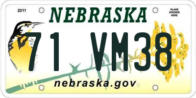 NE license plate 71VM38