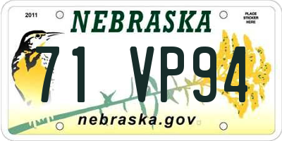 NE license plate 71VP94
