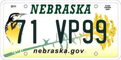 NE license plate 71VP99