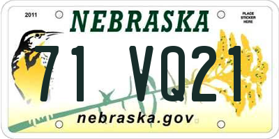 NE license plate 71VQ21