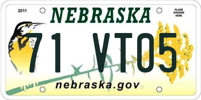 NE license plate 71VT05
