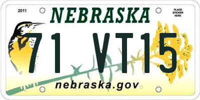 NE license plate 71VT15