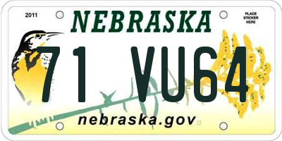 NE license plate 71VU64