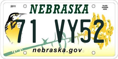 NE license plate 71VY52