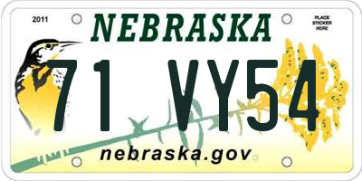 NE license plate 71VY54