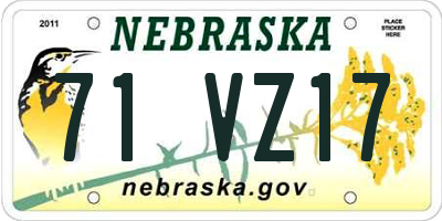 NE license plate 71VZ17