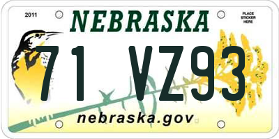 NE license plate 71VZ93