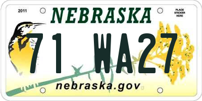 NE license plate 71WA27