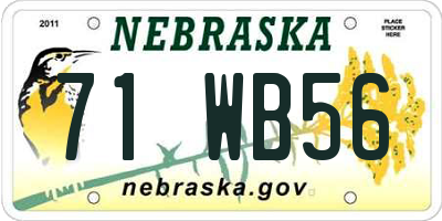NE license plate 71WB56