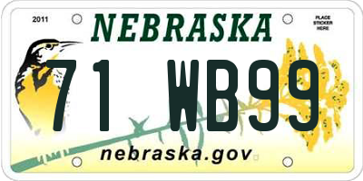 NE license plate 71WB99