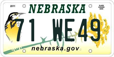 NE license plate 71WE49