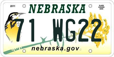 NE license plate 71WG22