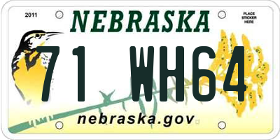 NE license plate 71WH64