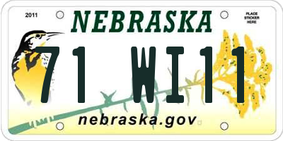 NE license plate 71WI11