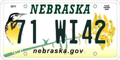 NE license plate 71WI42