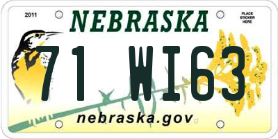 NE license plate 71WI63