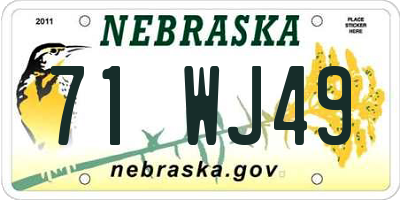 NE license plate 71WJ49