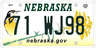 NE license plate 71WJ98