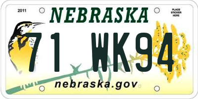 NE license plate 71WK94