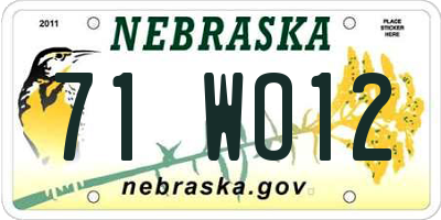 NE license plate 71WO12