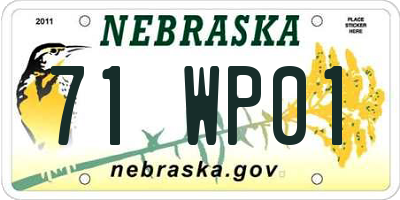 NE license plate 71WP01