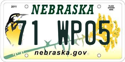 NE license plate 71WP05