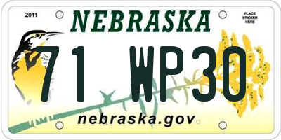 NE license plate 71WP30