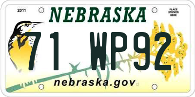 NE license plate 71WP92