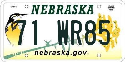 NE license plate 71WR85