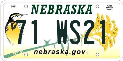 NE license plate 71WS21