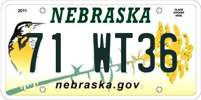 NE license plate 71WT36
