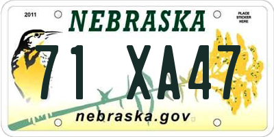 NE license plate 71XA47