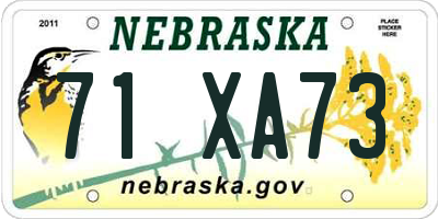 NE license plate 71XA73