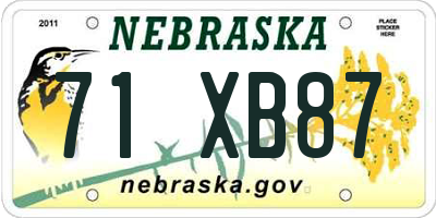 NE license plate 71XB87