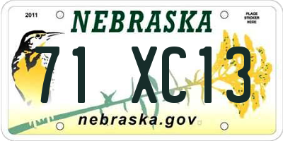 NE license plate 71XC13